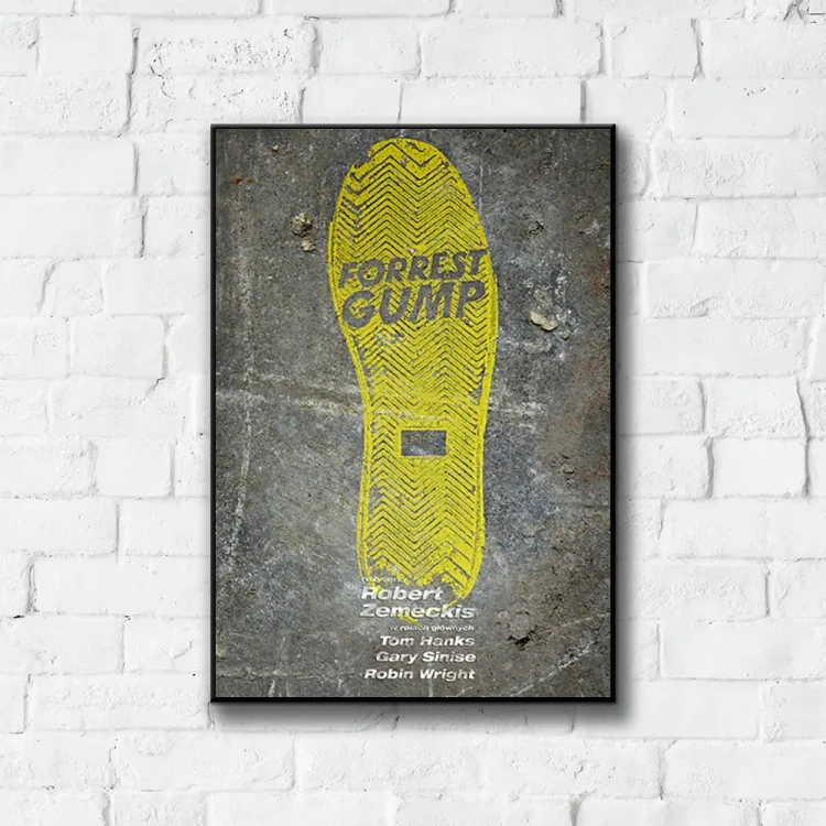 Plakat Forrest Gump tło ściana białe cegły